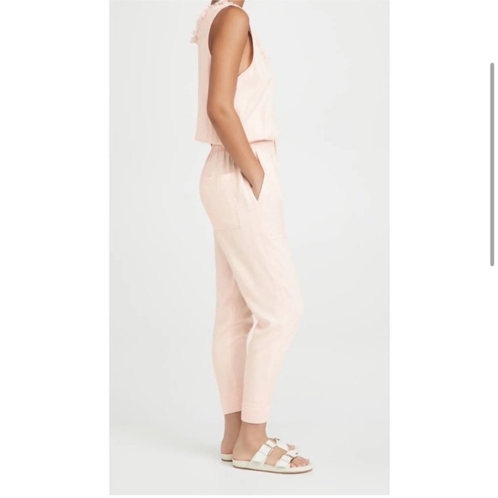 NEW! Ramy Brook Powder Pink Ray Jumpsuit Fringe Neckline Ankle Cuffs Size XS - Picture 3 of 15